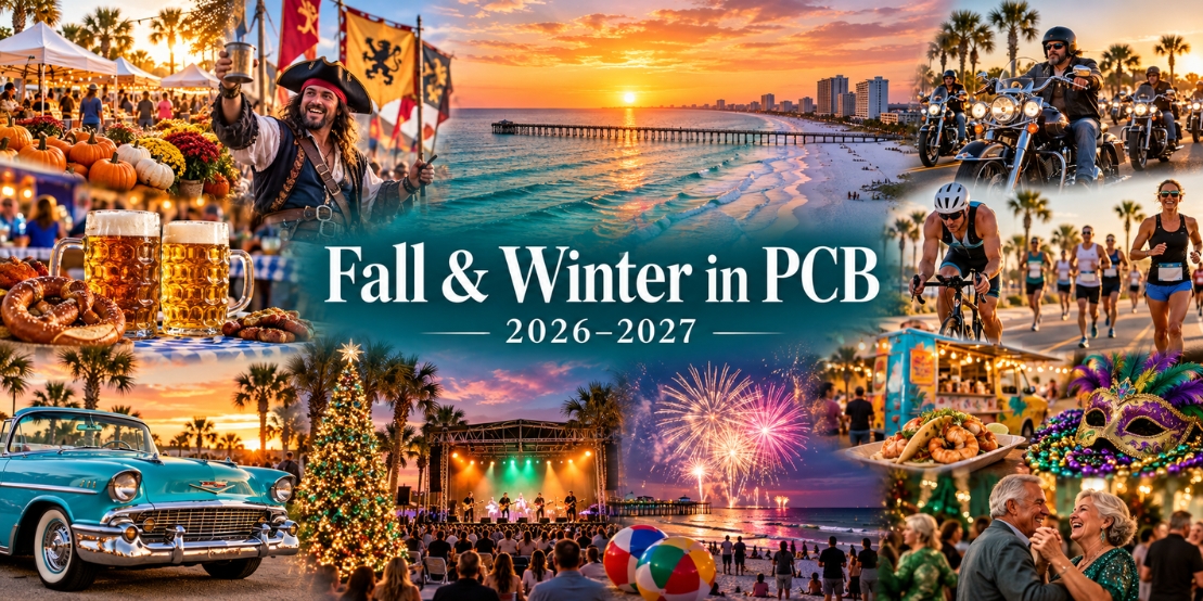 Collage of Fall/Winter events in Panama City Beach, FL